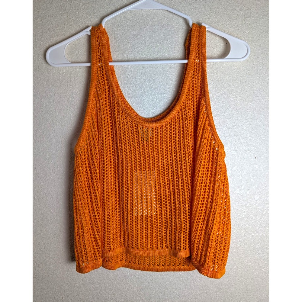 A New Day Womens M Open Knit Crochet Tank Top 100% Rayon NWT Bobo Cottagecore
